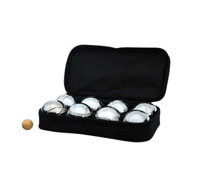 Deluxe 8 Metal Bowls Bocce or Petanque Silver Game Set