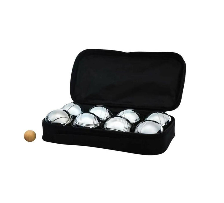 Deluxe 8 Metal Bowls Bocce or Petanque Silver Game Set