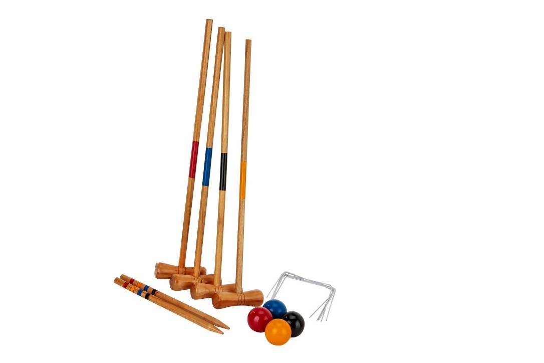Kids Wooden Outdoor Mini Croquet Set with 4 Mallets