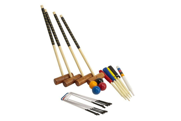 Championship Hardwood Croquet Mallet Set Game 4 Player Set with Carry Bag
