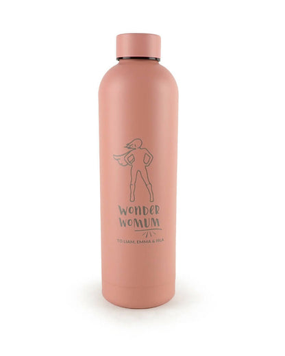 Wonder Womum Blush Pink Personalised Engraved 750ml Matte Finish Water Bottle