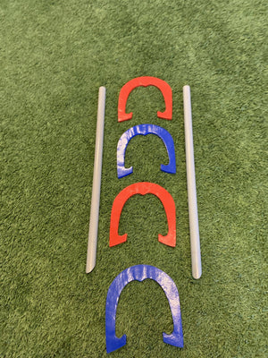 High Quality Red and Blue Metal Horseshoes with Carry Bag
