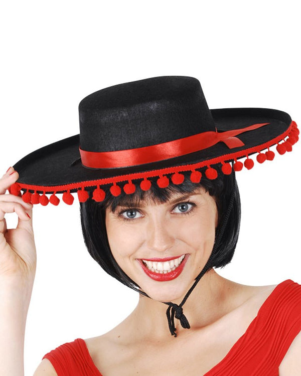 Red and Black Spanish Hat