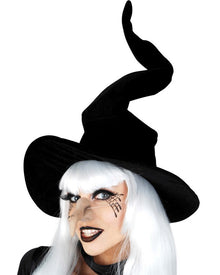 Black Velvet Wired Witch Hat For Halloween