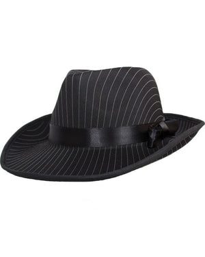 Black Pinstripe Gangster Hat