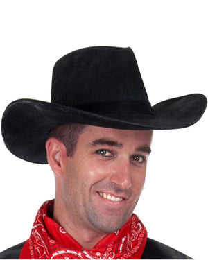 Black Faux Suede Cowboy Hat