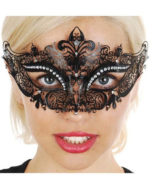 Province Metal Masquerade Mask with Clear Jewels