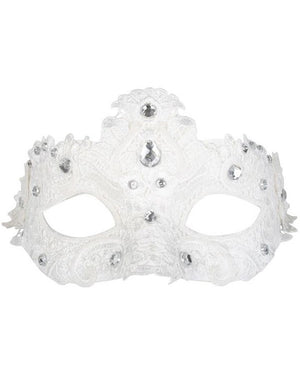 Cream Lace Masquerade Mask with Crystals