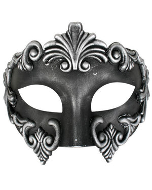 Lorenzo Black and Silver Masquerade Mask