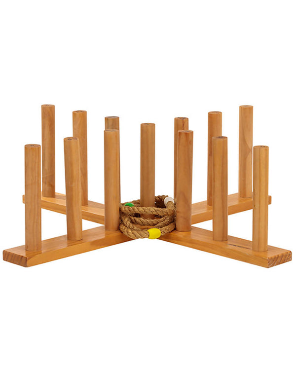 Giant Wooden Rope Ring Toss Quoits Outdoor Game Set 74cm