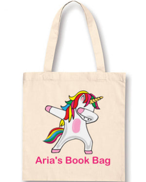 Dancing Unicorn Personalised Library Bag