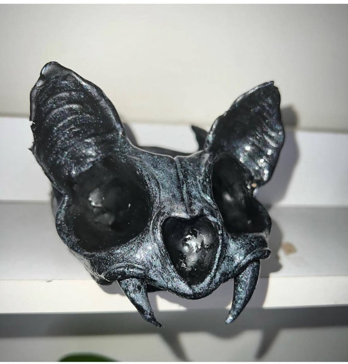 Silver Bat Skull Plant Holder