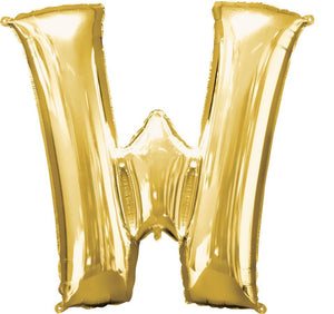 Gold Letter W Supershape 86cm Balloon