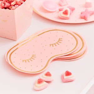 Pamper Party Gold Foiled and Pink Eye Mask Shaped Napkins Pack of 16