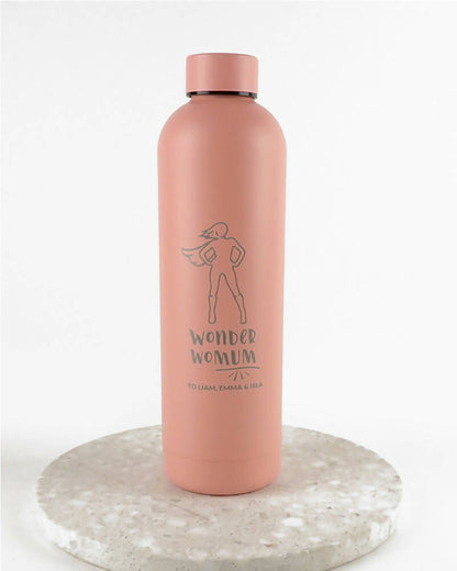 Wonder Womum Blush Pink Personalised Engraved 750ml Matte Finish Water Bottle