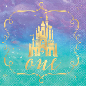 Disney Princess Once Upon A Time 1st Birthday Beverage Napkins Hot Stamped Pack of 16