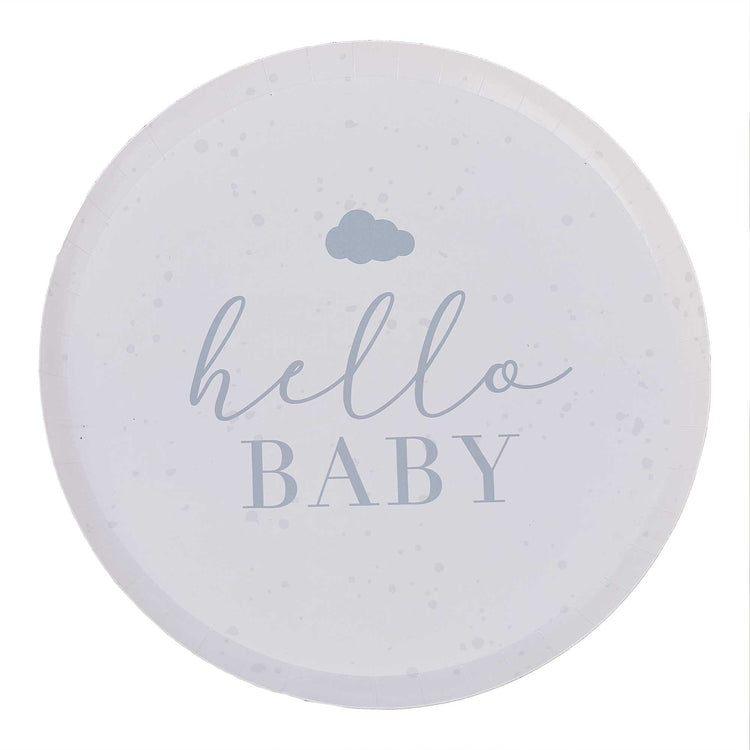 Hello Baby Paper Plates Speckle Cream & Grey Pack of 8