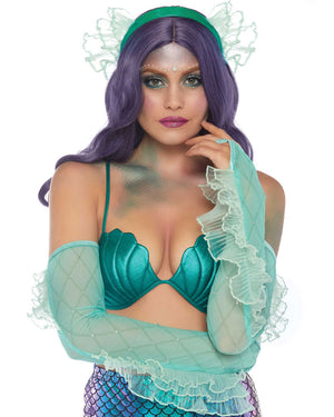Sea Foam Mermaid Headband and Gloves Set