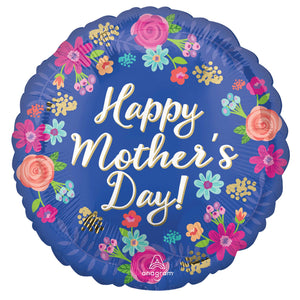 45cm Standard HX Happy Mothers Day Circled in Flowers Balloon