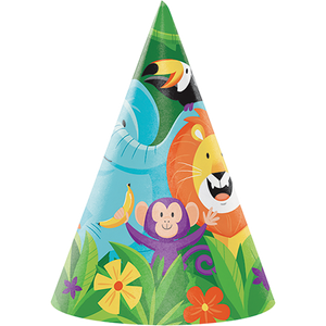 Jungle Safari Cone Shaped Party Hats Pack of 8