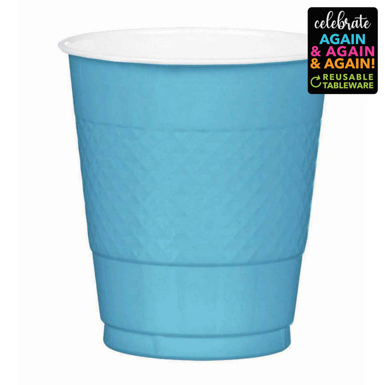 Premium Plastic Cups 355ml 20 Pack - Caribbean Blue Pack of 20