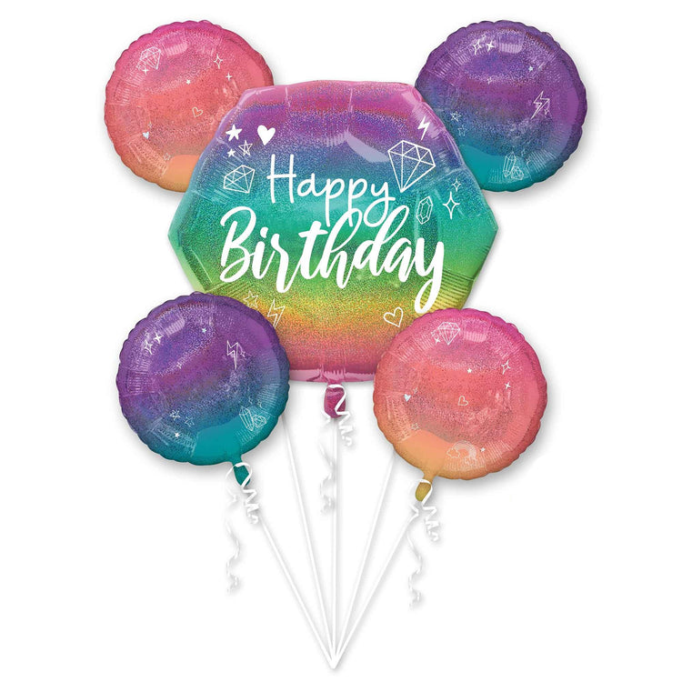 Bouquet Happy Birthday Sparkle Pack of 5 Balloon