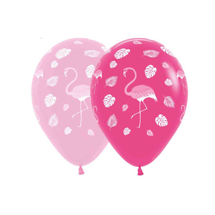 Sempertex 30cm Flamingo Design on Fashion Assorted Latex Balloons, 12PK Pack of 12