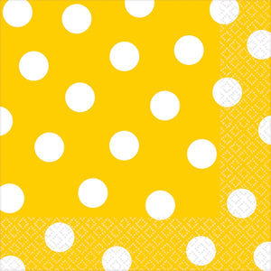 Dots Lunch Napkins Yellow Sunshine Pack of 16