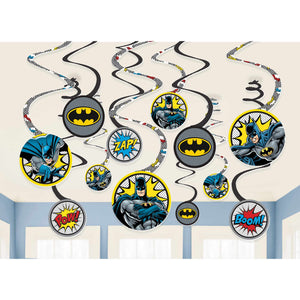 Batman Heroes Unite Spiral Swirls Hanging Decorations Pack of 12