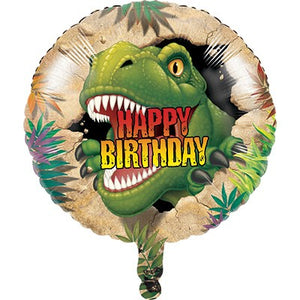 Dino Blast Metallic Happy Birthday Balloon
