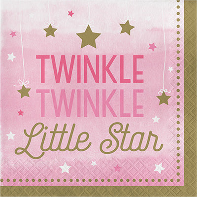 One Little Star Girl Lunch Napkins Pack of 16
