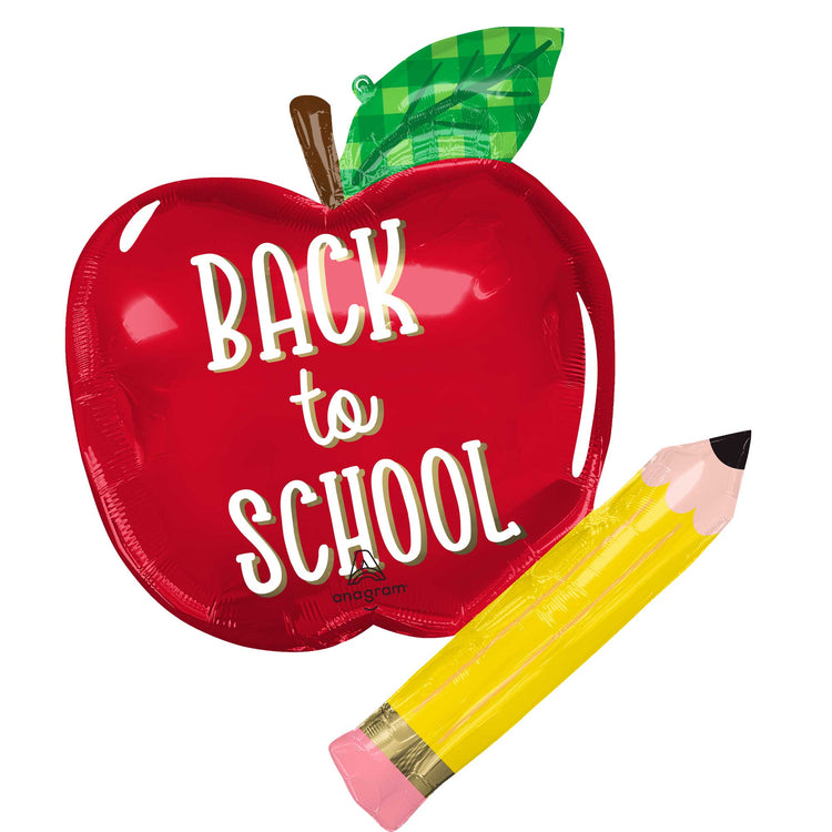 SuperShape XL Back to School Apple & Pencil Balloon