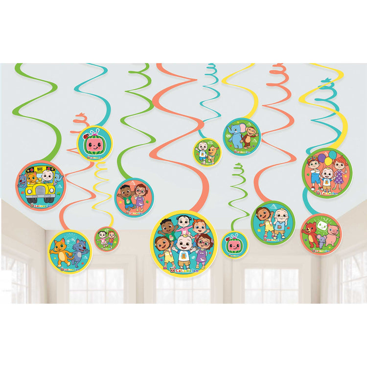 Cocomelon Spiral Decorations Value Pack Pack of 12
