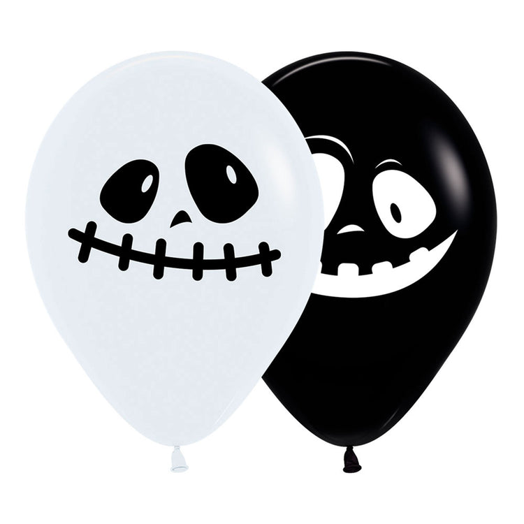 Sempertex 30cm Ghosts Black & White Fashion Latex Balloons 12PK Pack of 12