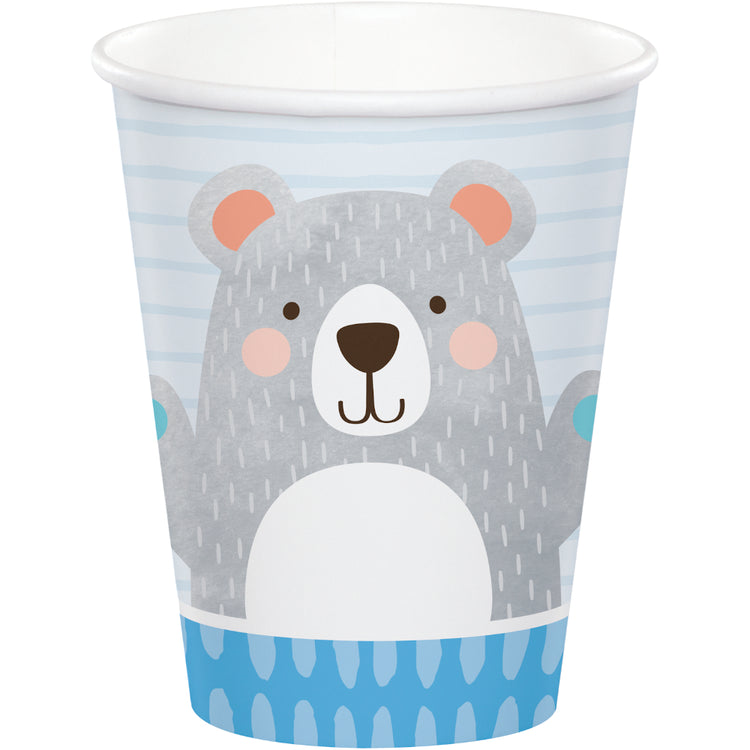 1st Birthday Bear Cups Paper 266ml Pack of 8