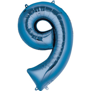 SuperShape Blue Numeral 9 Balloon