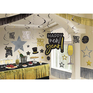 Happy New Year Giant Room Decorating Kit Black, Silver & Gold Pack of 28