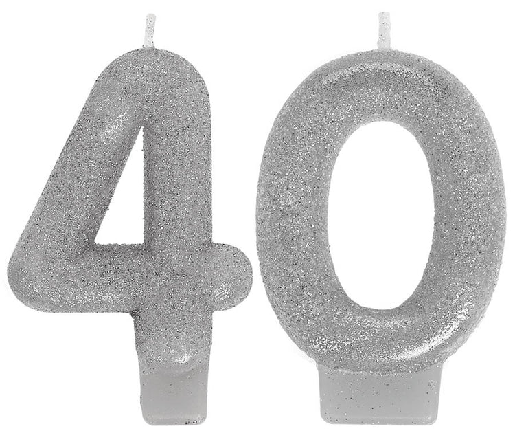 40th Sparkling Celebration Candles Pack of 2