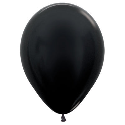 Sempertex 30cm Metallic Black Latex Balloons 580 100PK Pack of 100