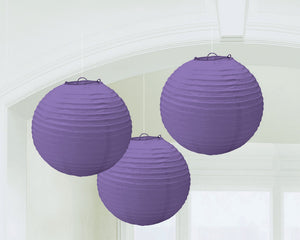 New Purple Round Paper Lanterns Pack of 3