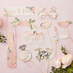 Floral Hen Party Photobooth Props Pack of 10