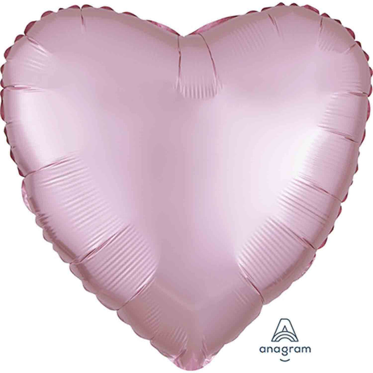 45cm Standard HX Satin Luxe Pastel Pink Heart Balloon