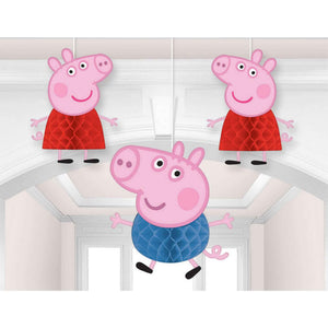 Peppa Pig Party Honeycomb Decorations Pack of 3