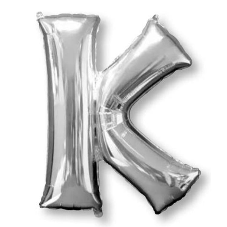 Silver 86cm Letter K Supershape Foil Balloon