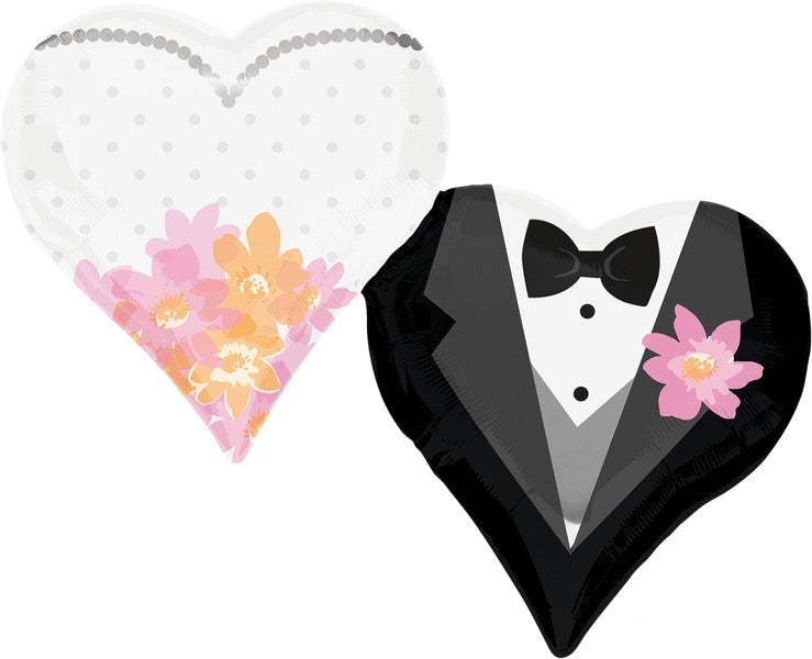 SuperShape XL Wedding Couple Hearts Balloon