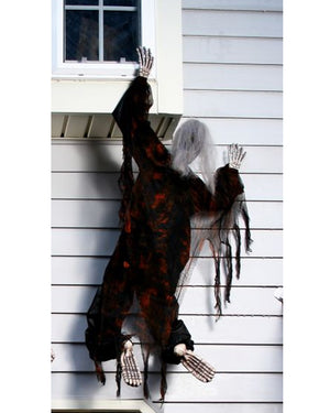 Climbing Dead Posable Black Gauze Zombie Skeleton 1.5m
