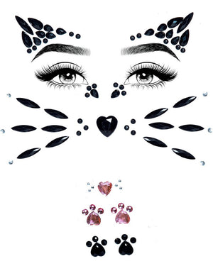 Cat Animal Adhesive Face Jewels