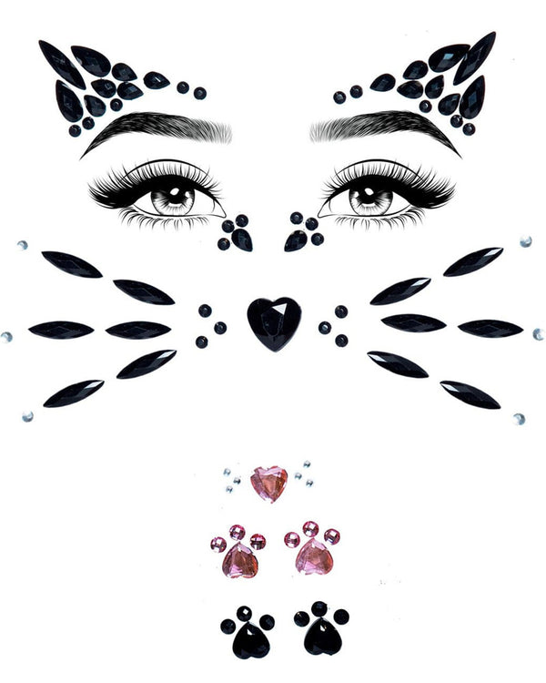 Cat Animal Adhesive Face Jewels