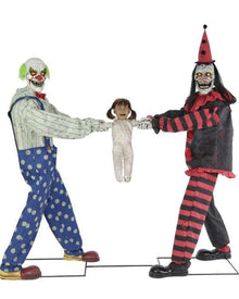 Animated Clown Tug Of War With Green Black Stripes Halloween Prop (US PLUG)