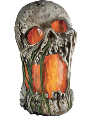 Animated Flaming Rotted Skull Prop 30cm